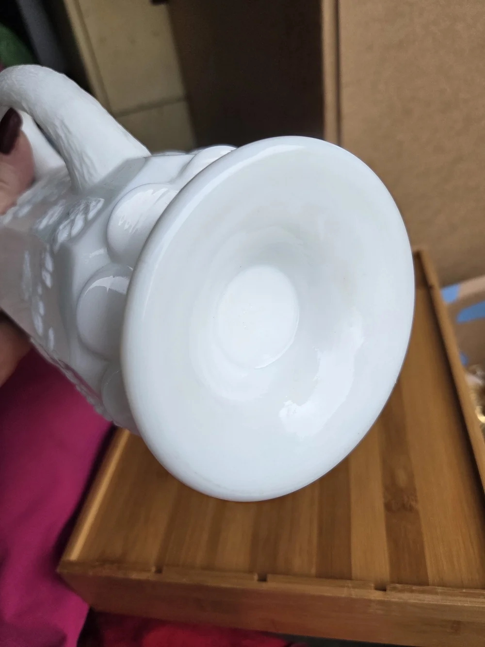White Floral Milk Glass Pitcher - Elegant Home Accent Heavy